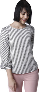 Vero Moda Casual 3/4th Sleeve Striped Women's White, Black Top