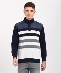 Duke Full Sleeve Striped Men Sweatshirt