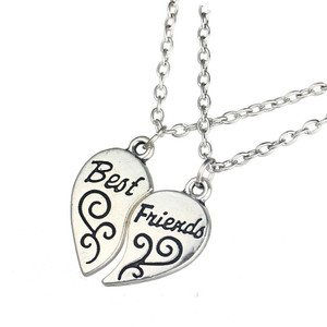 Divastri Carved Heart Locket Best Friends 2 PCS Combo Necklace