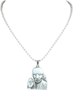 Uniqon Unisex Stainless Steel Silver Plated God Lord Shri Sai Baba/Sai Nath  Maharaj Locket Pendant Necklace With Chain