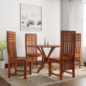 induscraft ethina sheesham solid wood 4 seater dining set(finish color - brown)