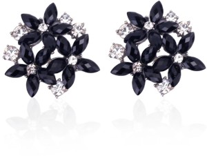 Buy Nilu's Collection Black Crystal Rhinestone Stud Earrings for Women &  Girls Jewelry Metal Stud Earring Online at Best Prices in India 