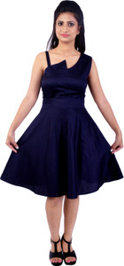 THE 100 DRESSES Women Fit and Flare Dark Blue Dress - Buy THE 100 