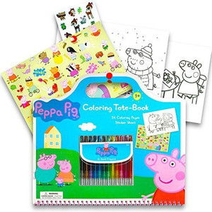Peppa Pig Giant Coloring Book Tote Set with Stickers and Twist