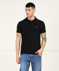 LEVI S Solid Men Polo Neck Black T Shirt Buy Black LEVI S Solid