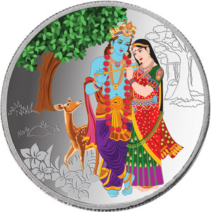 Taraash Taraash 999 Silver Radha Krishna 50 gm Premium Coin CF9R9G50 With Gift Packaging S 999 50 g Silver Coin