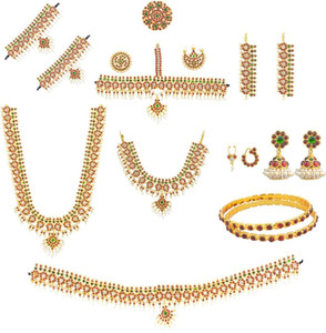 bharatanatyam jewellery Brass Multicolor Jewellery Set Price in India Buy bharatanatyam jewellery Brass Multicolor Jewellery Set Online at Best Prices in India Flipkart