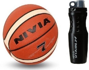 nivia combo of two, one 'engraver' basketball size -7 and one 'g 2020' sipper (color on availability) - basketball kit