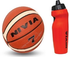 nivia combo of two, one 'engraver' basketball size -7 and one 'radar' sipper (color on availability) - basketball kit