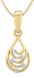 Perrian 0.08Ct Natural Brilliant Cut Diamond Studded Pendant For Women, | G-H Color, SI Clarity 18kt Yellow Gold Pendant