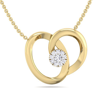 Perrian Single Diamond Prong Set Heart Pendant With chain, Necklace | G-H Color, SI Clarity 18kt Yellow Gold Pendant