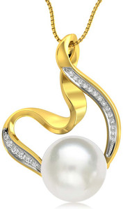 Rockrush Dancing Ribbon Pearl Diamond Pendant 18kt Pearl Yellow Gold Pendant