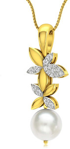 Rockrush Flourishing Diamond Pearl Pendant 18kt Pearl Yellow Gold Pendant