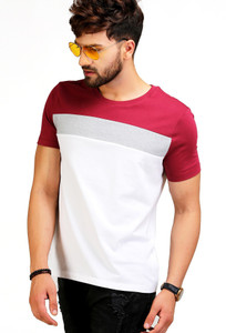 Aelo Color block Men Round Neck Multicolor T-Shirt