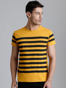 Dillinger Broad Stripes Men Round Neck Yellow T-Shirt