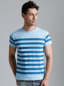 Dillinger Broad Stripes Men Round Neck Blue T-Shirt