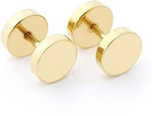 Men's plain top gold stud earrings