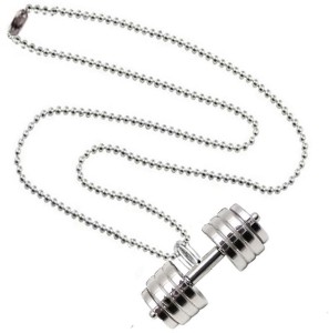 men style dumbbell necklace barbell weight charm fiftness gym jewelry sterling silver alloy pendant