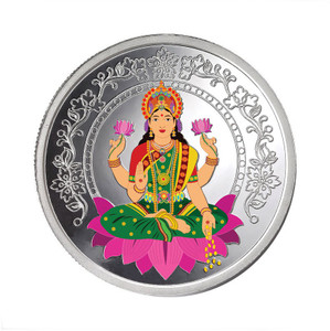 Taraash Taraash 999 Sterling Silver Colorful Lakshmi 20gm coin For Gifting CF11R2G20C With Packaging S 999 20 g Sterling Silver Coin