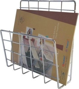 Haodou Wall Mounted Newspaper Rack Newspaper Magazine Rack Iron Large Newspaper Magazine Shelves on Office Walls Black White Book Holder 