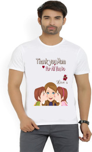 Misty Printed Men's Round Neck White T-Shirt