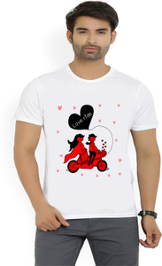 Misty Printed Men's Round Neck White T-Shirt
