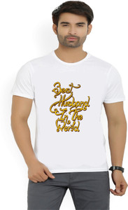Misty Typography Men's Round Neck White T-Shirt