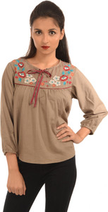 Harbinger Designs Formal 3/4th Sleeve Embroidered Women's Beige Top