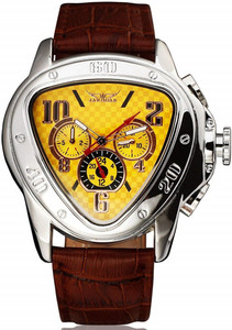 JARAGAR 6516 Jaragar Genuine Leather Triangle Dial Hand Wind Wristwatch Watch - For Men