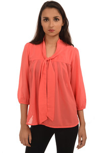 Harbinger Designs Formal 3/4th Sleeve Solid Women's Orange Top
