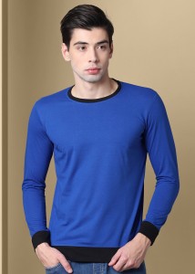 ghpc solid men round neck blue t-shirt TS900405
