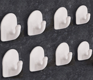 DOCOSS Pack of 8 Self Adhesive Hooks Nail Free Strong Sticker Hanger Wall Stick Hooks Door Hanger Hook Clothes Utensils Holder Hanging Hooks for