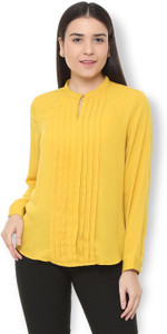 Van Heusen Formal Full Sleeve Solid Women's Yellow Top