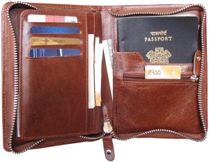 ABYS Independence Day Special-Genuine Leather Passport Holder||Credit Card Holder with Metallic Zip Closure