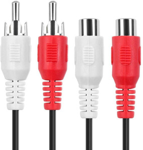 TechGear TV-out Cable 2 RCA GOLD PLATED Audio Extender Adapter Cord Wire Coupler Male to Female Dual Red/White Connector Jack Plug Extend Video Audio