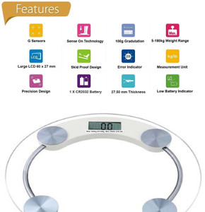 Granny Smith Personal Bathroom Digital Weight Machine 8mm Round Transparent Glass Weighing Scale