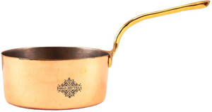 IndianArtVilla Copper Plain Pot Pan with Inside Tin Lining 4.4'' Inch Width Sauce Pan 11 cm diameter