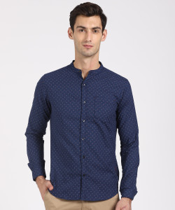 Locomotive Men's Printed Casual Blue Shirt