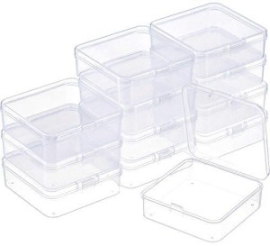SATINIOR 12 Pack Small Rectangle Clear Plastic Containers Box With Hinged  Lid Bead Storage Box Case (2.9 X 2.9 X 1 Inch) - 12 Pack Small Rectangle  Clear Plastic Containers Box With