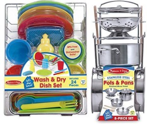 Melissa and doug stainless cheap steel pots and pans