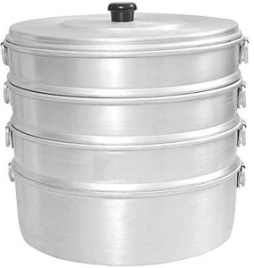 ethniccreations2 Aluminium 4 tier Momos Steamer No. 8 2.3 Ltr capacity Kitchen utensil Perfect for home Cooking Aluminium Steamer