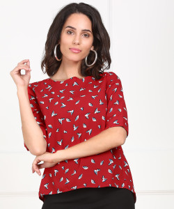 Van Heusen Formal 3/4th Sleeve Printed Women's Red Top