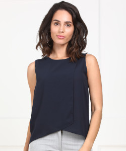 Van Heusen Formal Sleeveless Solid Women's Dark Blue Top