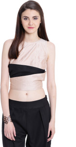 ARONITA TREND Casual Sleeveless Color Blocked Women's Beige, Black Top