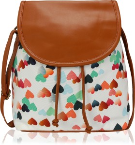 kleio beautiful stylish sling bag for girls / women (white) (eco5001kl-hrt) multicolor sling bag Beautiful Stylish Sling Bag For Girls / Women (White (ECO5001KL-HRT