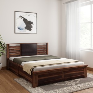 vintej home horizon hydraulic sheesham solid wood queen hydraulic bed(finish color -  provincial teak)