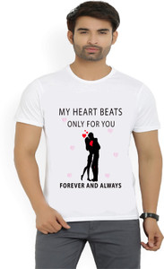 Misty Printed Men's Round Neck White T-Shirt