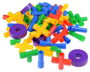 PS AAKRITI 1 Set Plastic Diy Assembling Pipe Building Blocks Toy Kids Tunnel Block Model Toy Children Brain Training Toy Early Educational (Multicolor)