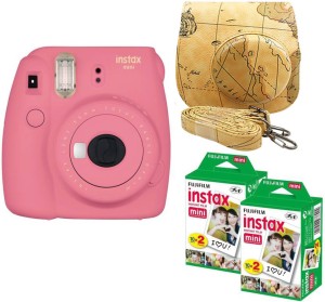 fujifilm mini 9 pink with maps case and 40 shots instant camera(pink)