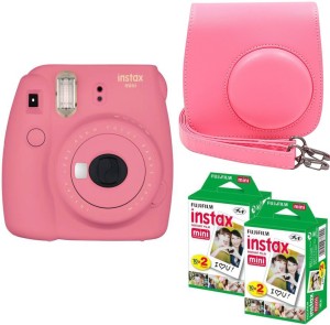 fujifilm mini 9 flamingo pink with case and 40 shots instant camera(pink)